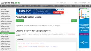 
                            2. Angular Select Boxes - W3Schools