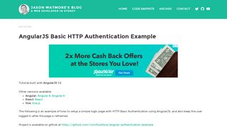 
                            10. AngularJS Basic HTTP Authentication Example | Jason Watmore's Blog