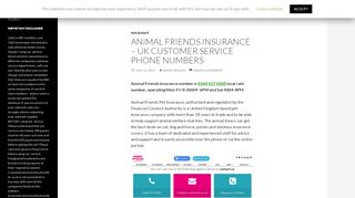 
                            7. Animal Friends Pet Insuracne Customer Service Contact: 0344 557 0300