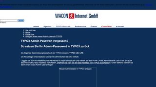 
                            5. Anlegen eines neuen Admin-Users in TYPO3 - wacon.de