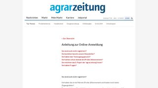 
                            2. Anleitung Online-Anmeldung - Agrarzeitung