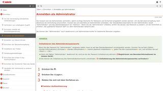 
                            4. Anmelden als Administrator - oip.manual.canon