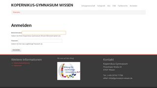 
                            1. Anmelden | Kopernikus-Gymnasium Wissen