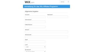 
                            9. Anmeldung für das Wix Affiliate ... - Affiliate Signup Form