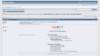 
                            2. [ANN] Ads4BTC.com | Bitcoin PTC - Paid To Click | Rewards DOUBLED ...