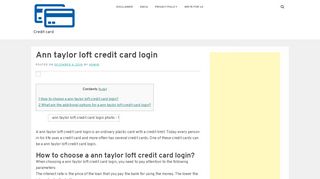 
                            7. Ann taylor loft credit card login - Credit card