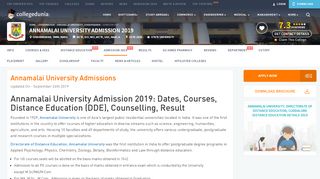 
                            8. Annamalai University Admission 2019: Dates, Courses ...