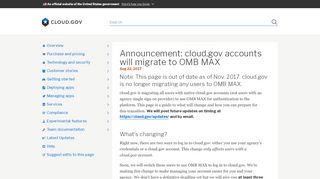 
                            7. Announcement: cloud.gov accounts will migrate to OMB MAX