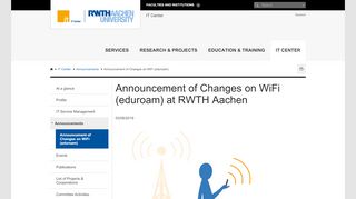 
                            4. Announcement of Changes on WiFi (eduroam) at RWTH Aachen