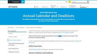 
                            9. Annual Calendar and Deadlines - AP Central