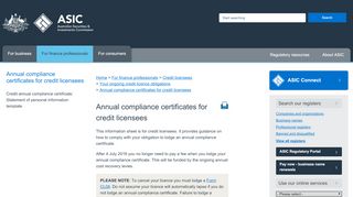 
                            2. Annual compliance certificates for credit licensees | ASIC - Australian ...