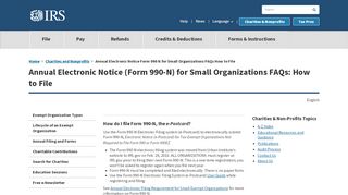
                            4. Annual Electronic Notice Form 990 N for Small Organizations FAQs ...