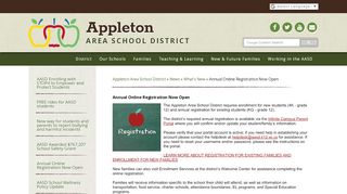 
                            6. Annual Online Registration Now Open - Appleton Area School District