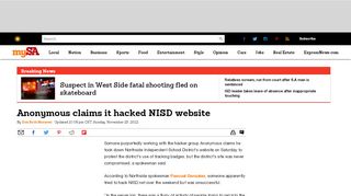 
                            4. Anonymous claims it hacked NISD website - San Antonio ...