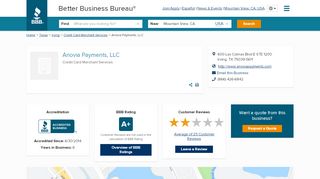 
                            7. Anovia Payments, LLC | Better Business Bureau® Profile