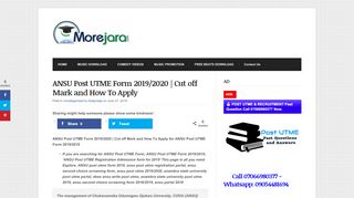 
                            5. ANSU Post UTME Form 2019/2020 | Cut off Mark and How To Apply ...