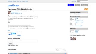 
                            9. [Ant-user] CVS TASK - login - Grokbase