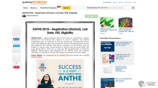 
                            9. ANTHE 2018 – Registration (Started), Last Date, FEE ...