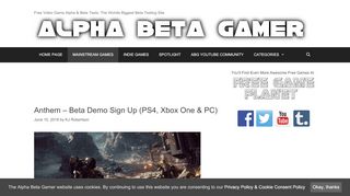 
                            1. Anthem – Beta Demo Sign Up (PS4, Xbox One & PC) | …