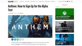 
                            6. Anthem: How to Sign Up for the Alpha Test | Game Rant