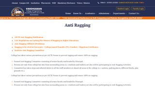 
                            8. Anti Ragging – vardhaman