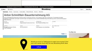 
                            7. Anton Schmittlein Bauunternehmung AG - bloomberg.com