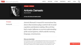 
                            2. Antonio Damasio | Speaker | TED