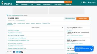 
                            6. ANUCDE 2019 Exam: Registration, Syllabus, Results, Dates at Shiksha