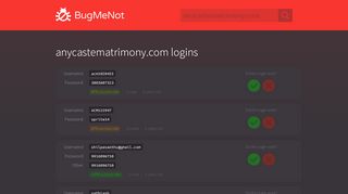 
                            7. anycastematrimony.com passwords - BugMeNot