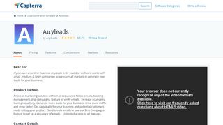 
                            4. Anyleads Reviews and Pricing - 2019