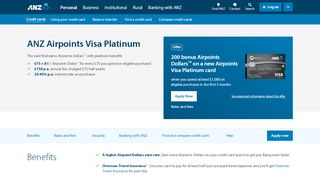 
                            10. ANZ Airpoints Visa Platinum | Credit cards | ANZ