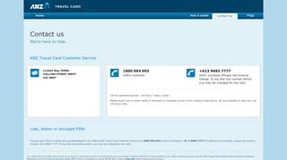 
                            3. ANZ Travel Card - Contact us