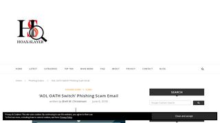 
                            7. 'AOL OATH Switch' Phishing Scam Email - Hoax-Slayer