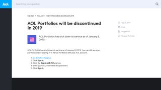 
                            6. AOL Portfolios will be discontinued in 2019 - AOL Help