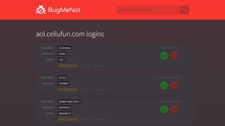 
                            9. aol.cellufun.com passwords - BugMeNot