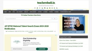 
                            5. AP NTSE National Talent Search Exam 2019-2020 Notification