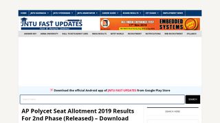 
                            4. AP Polycet Seat Allotment 2019 Results For 2nd Phase ...