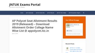 
                            2. AP Polycet Seat Allotment Results 2019 - JNTUK Exams Portal