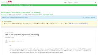 
                            9. AP9630 NMC card default password not working | UPS Management ...
