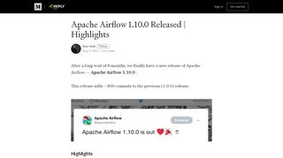 
                            8. Apache Airflow 1.10.0 Released | Highlights - DataReply - Medium