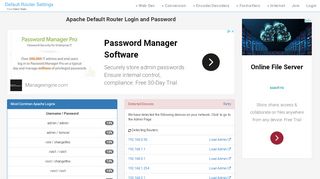 
                            2. Apache Default Router Login and Password - Clean CSS