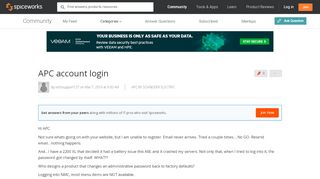 
                            8. APC account login - Spiceworks Community