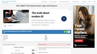 
                            10. APC SMART UPS Default Router Login and Password