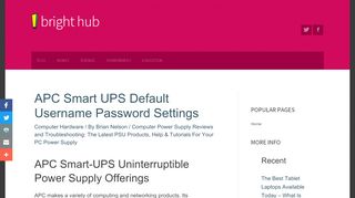 
                            1. APC Smart UPS Default Username Password Settings