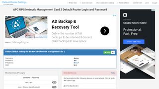 
                            11. APC UPS Network Management Card 2 Default Router Login ...