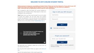 
                            4. APC's online Student Portal - AIMS System Application - Login