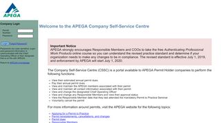 
                            9. APEGA Company Portal - Account Login