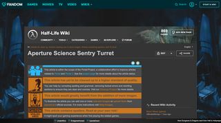 
                            3. Aperture Science Sentry Turret | Half-Life Wiki | FANDOM powered by ...