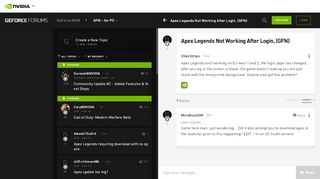 
                            2. Apex Legends Not Working After Login | NVIDIA GeForce Forums