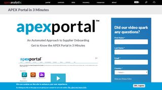 
                            2. APEX Portal in 3 Minutes | APEX Analytix